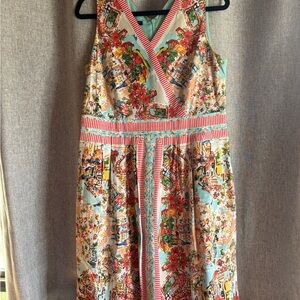 Talbots Vibrant Floral and Stripe Midi Dress